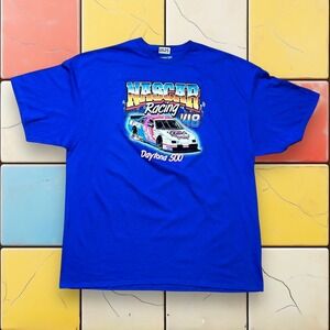 Vintage Y2K NASCAR Daytona 500 Racing T-Shirt Blue Race‎ Car Graphic Men's 3XL